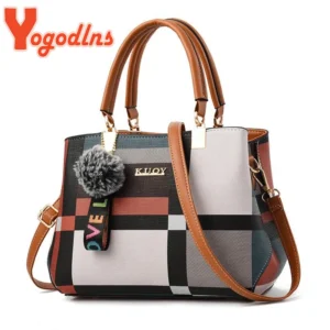 yogodlns new luxury handbag women stitching wild messenger bags designer brand plaid shoulder bag female ladies totes