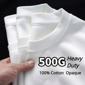 black white gsm 500g heavy duty pure cotton t shirt thickened threaded round neck short sleeves three needle half sleeve tees