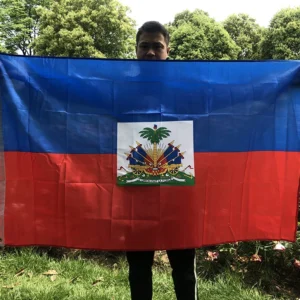 sky flag free shipping haiti flag 90x150cm hanging polyester blue red 2 sides printed national flag haiti sports banner