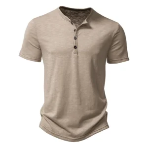 henley collar summer men casual solid color short sleeve t shirt for men polo men high qualitymens t shirts