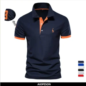 dropshipping polo giraffe shirt men quality embroidery summer short sleeve polo casual business social mens polos br size