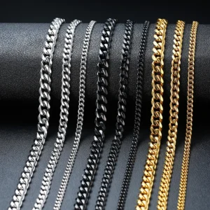 vnox cuban chain necklace for men women,basic punk stainless steel curb link chain chokers,vintage gold color solid metal collar
