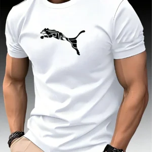 new summer luxury men's fashion fox leopard print t shirt crewneck casual trend y2k high end high quality fitness sports t shirt