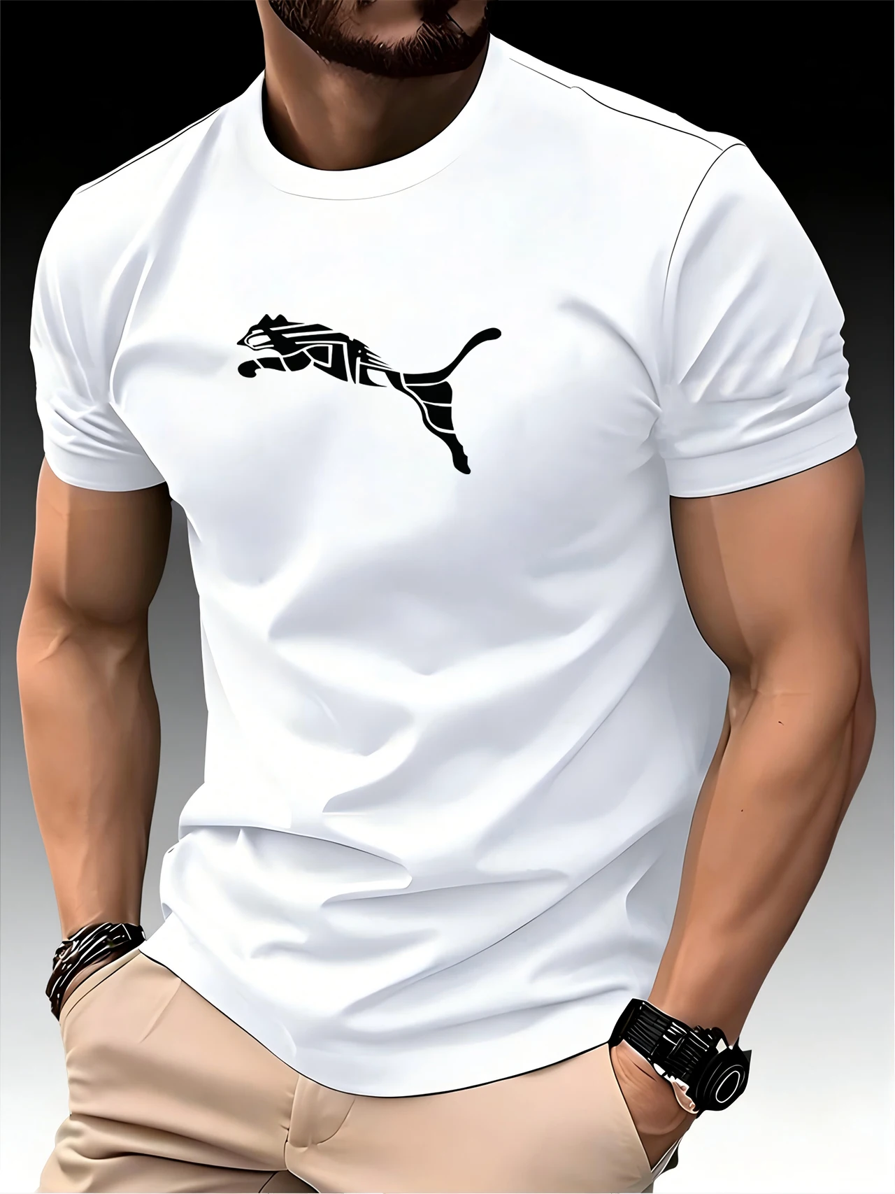 new summer luxury men's fashion fox leopard print t shirt crewneck casual trend y2k high end high quality fitness sports t shirt new summer luxury men's fashion fox leopard print t shirt crewneck casual trend y2k high end high quality fitness sports t shirt