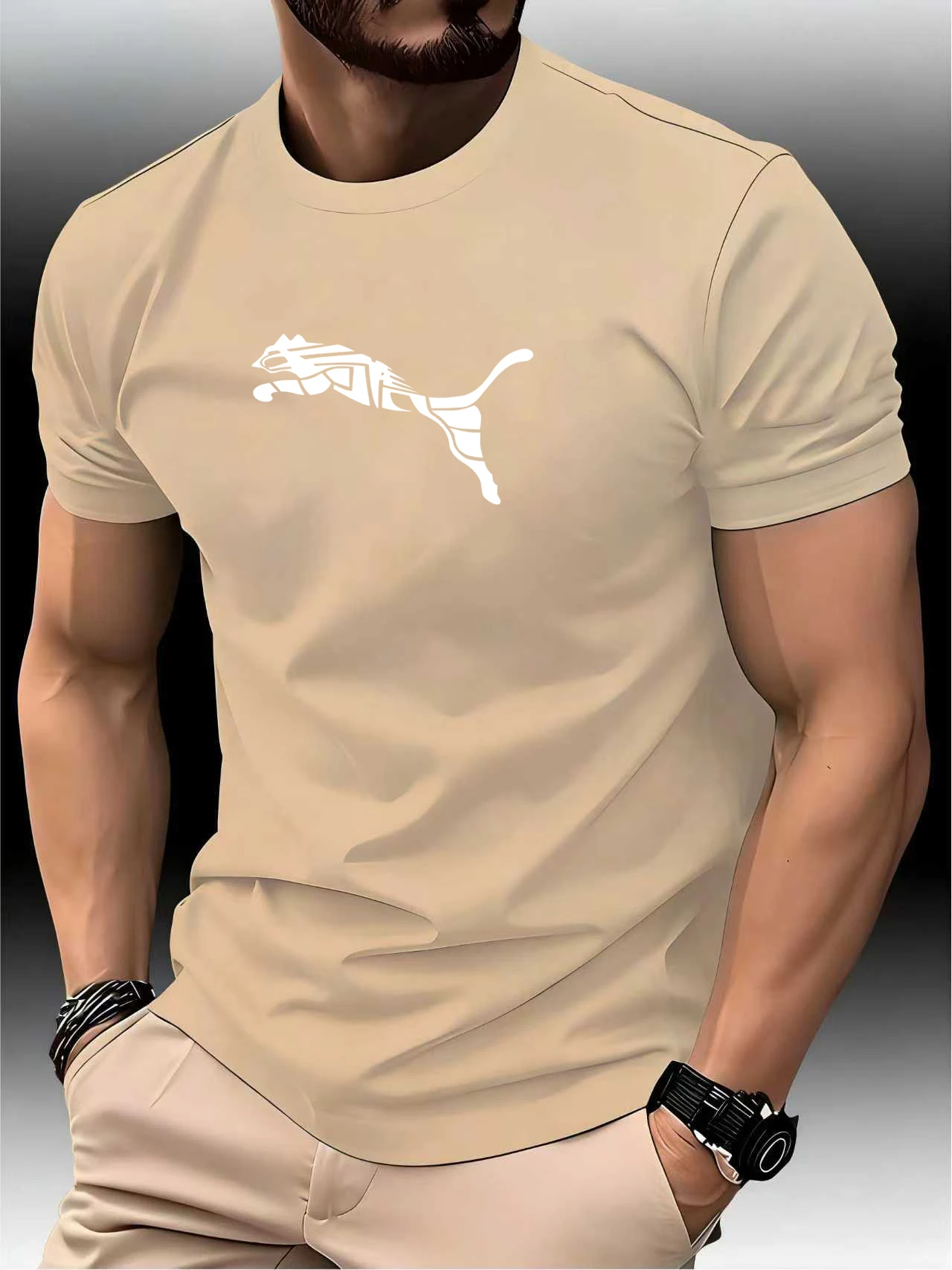 new summer luxury men's fashion fox leopard print t shirt crewneck casual trend y2k high end high quality fitness sports t shirt new summer luxury men's fashion fox leopard print t shirt crewneck casual trend y2k high end high quality fitness sports t shirt