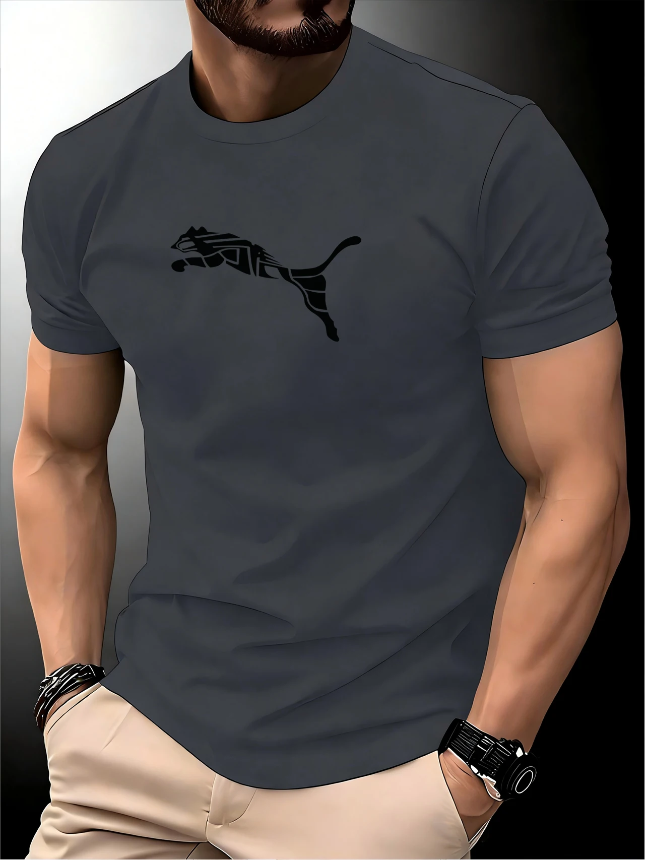 new summer luxury men's fashion fox leopard print t shirt crewneck casual trend y2k high end high quality fitness sports t shirt new summer luxury men's fashion fox leopard print t shirt crewneck casual trend y2k high end high quality fitness sports t shirt