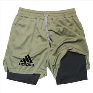 men's compression shorts summer gym fitness running training sports shorts two in one mesh breathable quick drying shorts