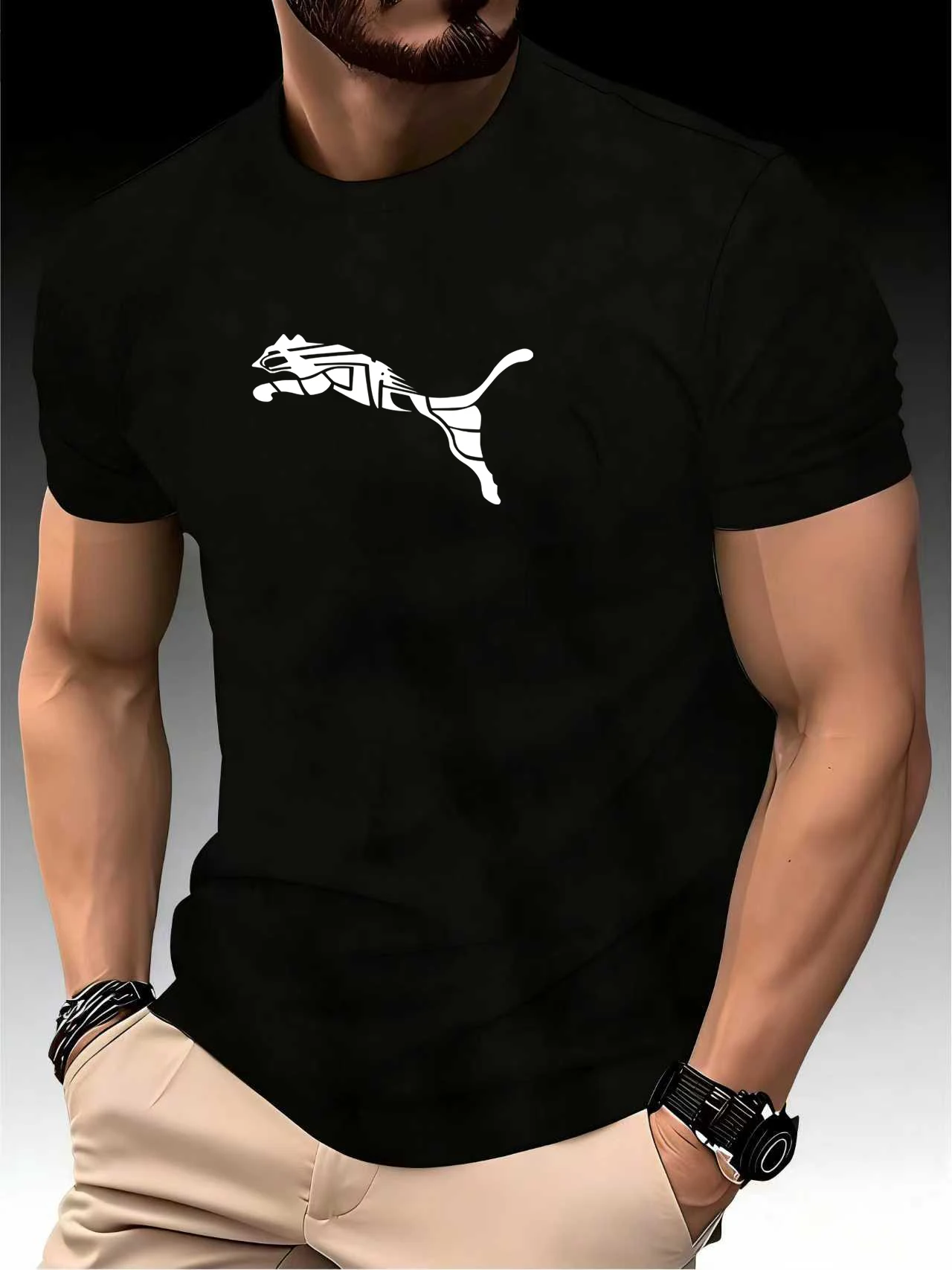 new summer luxury men's fashion fox leopard print t shirt crewneck casual trend y2k high end high quality fitness sports t shirt new summer luxury men's fashion fox leopard print t shirt crewneck casual trend y2k high end high quality fitness sports t shirt