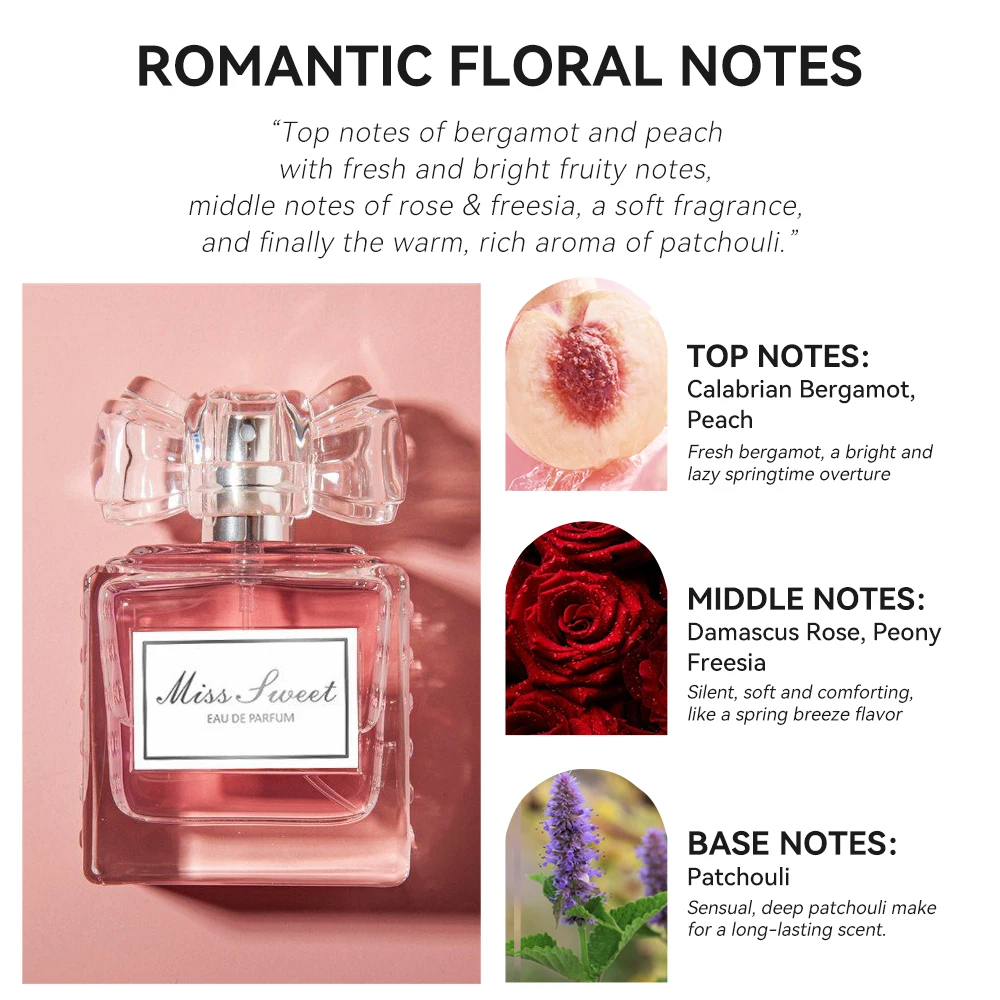 50ml 1.7fl.oz long lasting perfumes for women, romantic floral notes eau de parfum, peach, bergamot, rose, patchouli fragrance 50ml 1.7fl.oz long lasting perfumes for women, romantic floral notes eau de parfum, peach, bergamot, rose, patchouli fragrance