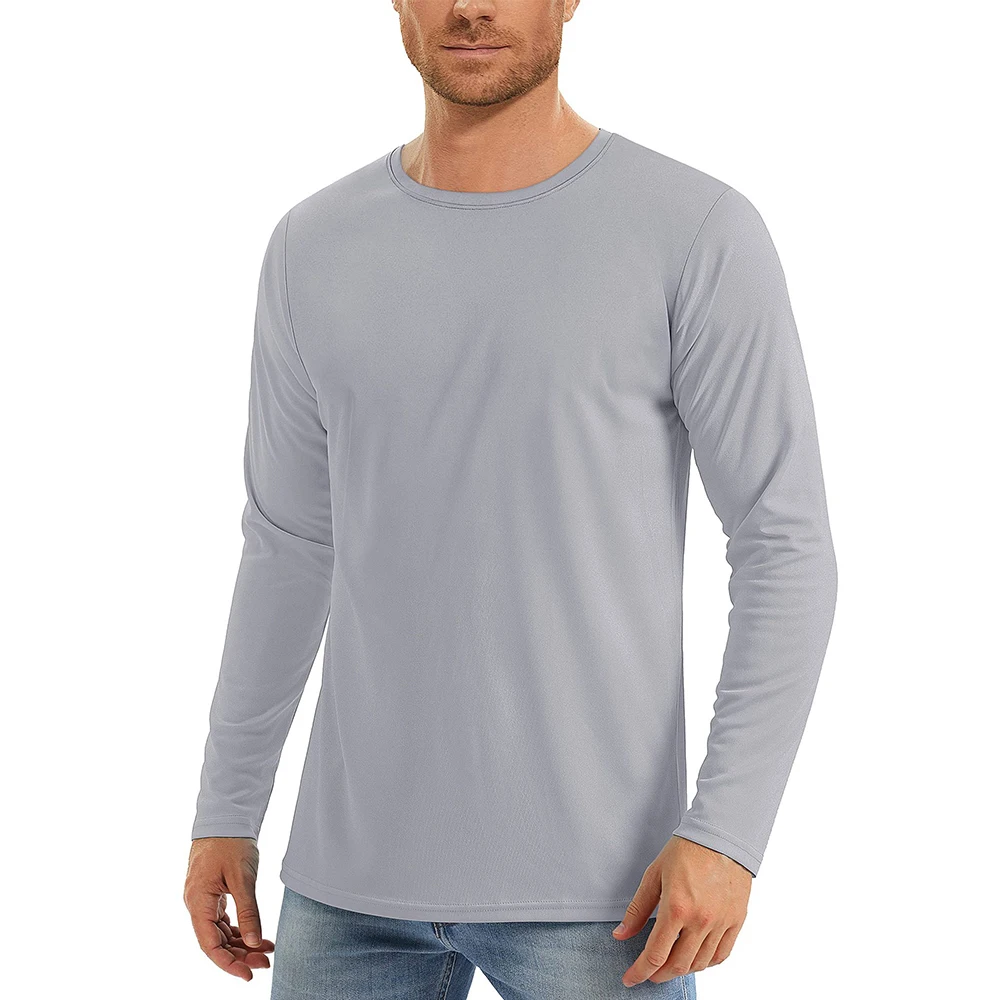 upf50+ men's sunscreen uv protection t shirt solid color long sleeved round neck outdoor hiking fishing quick drying tops upf50+ men's sunscreen uv protection t shirt solid color long sleeved round neck outdoor hiking fishing quick drying tops