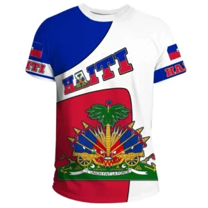 3d print haiti emblem pattern t shirt for men caribbean island haitian flag print t shirts casual o neck short sleeve tees tops