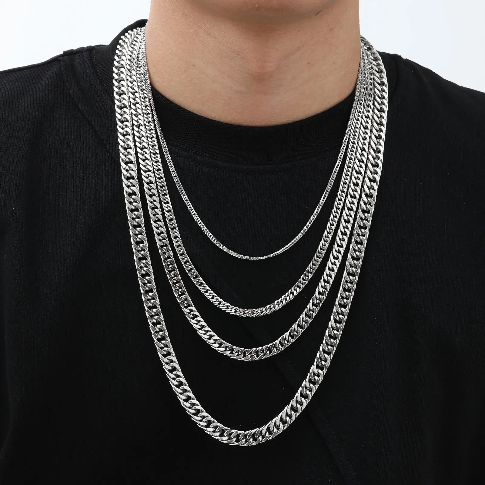 vnox 3/5/7/9mm thick cuban chain necklaces for men women,simple miami curb links collar,waterproof stainless steel unisex chain vnox 3/5/7/9mm thick cuban chain necklaces for men women,simple miami curb links collar,waterproof stainless steel unisex chain