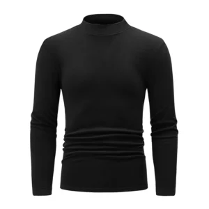 1/2piece autumn and winter men's semi high neck fashionable base long sleeved top solid color casual sports fitness warm t shirt