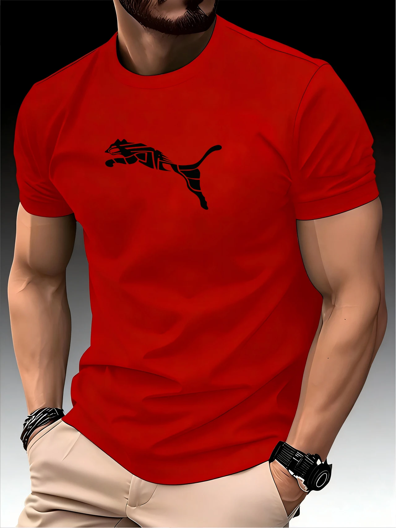 new summer luxury men's fashion fox leopard print t shirt crewneck casual trend y2k high end high quality fitness sports t shirt new summer luxury men's fashion fox leopard print t shirt crewneck casual trend y2k high end high quality fitness sports t shirt