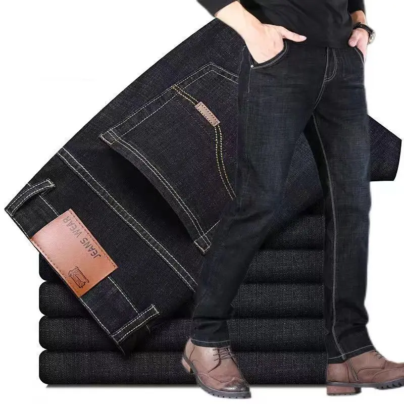 men's soft straight denim pants 2025 autumn classic business black biker jeans overalls masculino pantalone hombre mannen homme men's soft straight denim pants 2025 autumn classic business black biker jeans overalls masculino pantalone hombre mannen homme